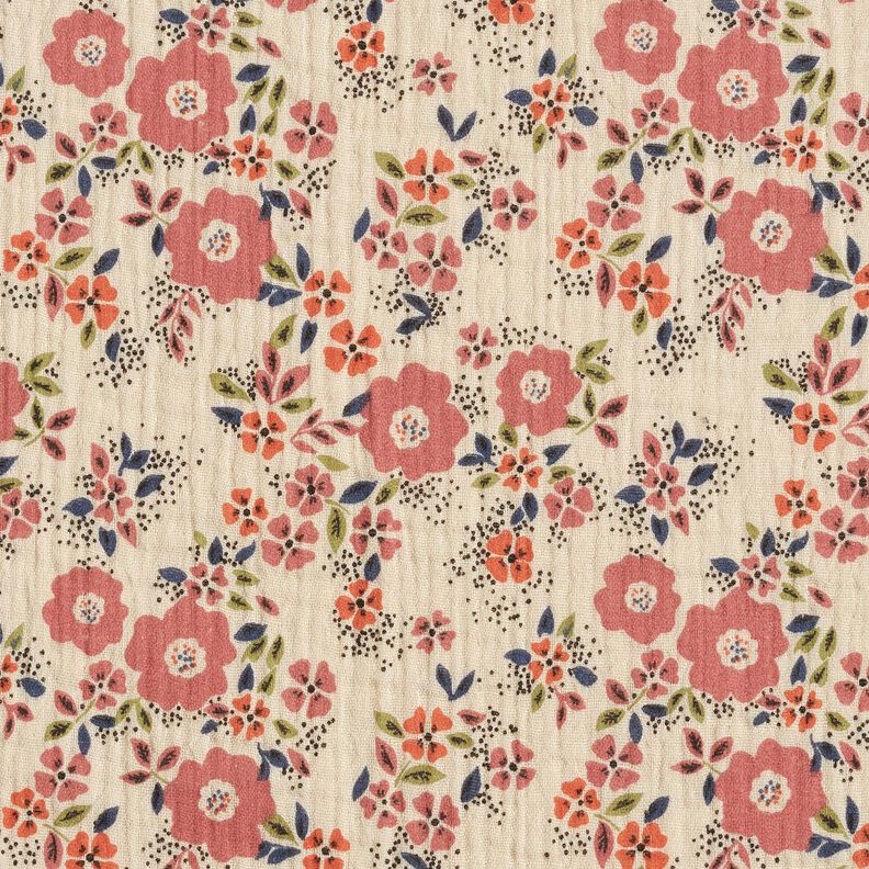 Muslin/Dubbel-krinkelväv Blomsterhav – ljus gråbrun,  image number 1