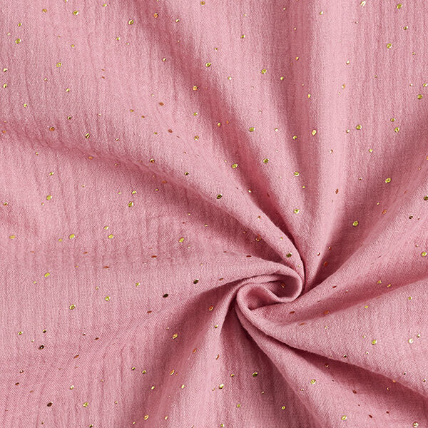 Bomull Muslin Spridda guldfläckar – rosa/guld,  image number 3