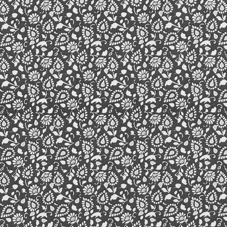 Bomullstyg kretong Litet paisley-mönster – mörkgrå,  image number 1