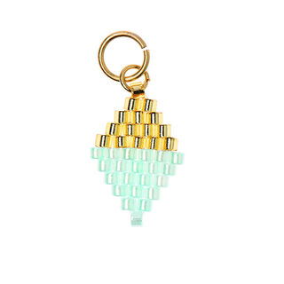 Hängsmycke Brick Stitch Romb [10 mm  x 15 mm] | Rico Design – guld metallisk/blå, 