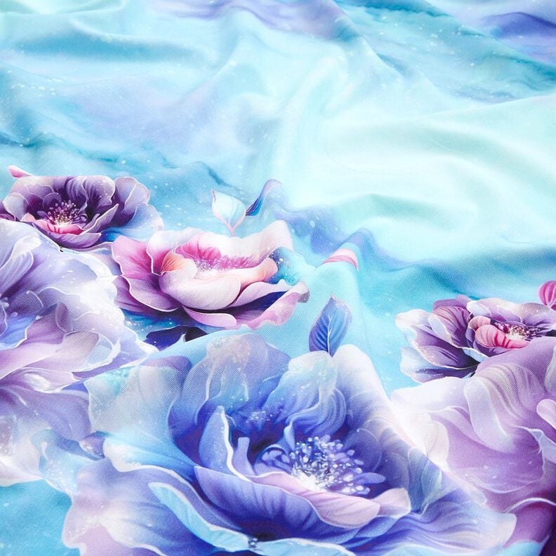 Bomullsjersey sommarblomster | Glitzerpüppi  – himmelsblå/lavender,  image number 2