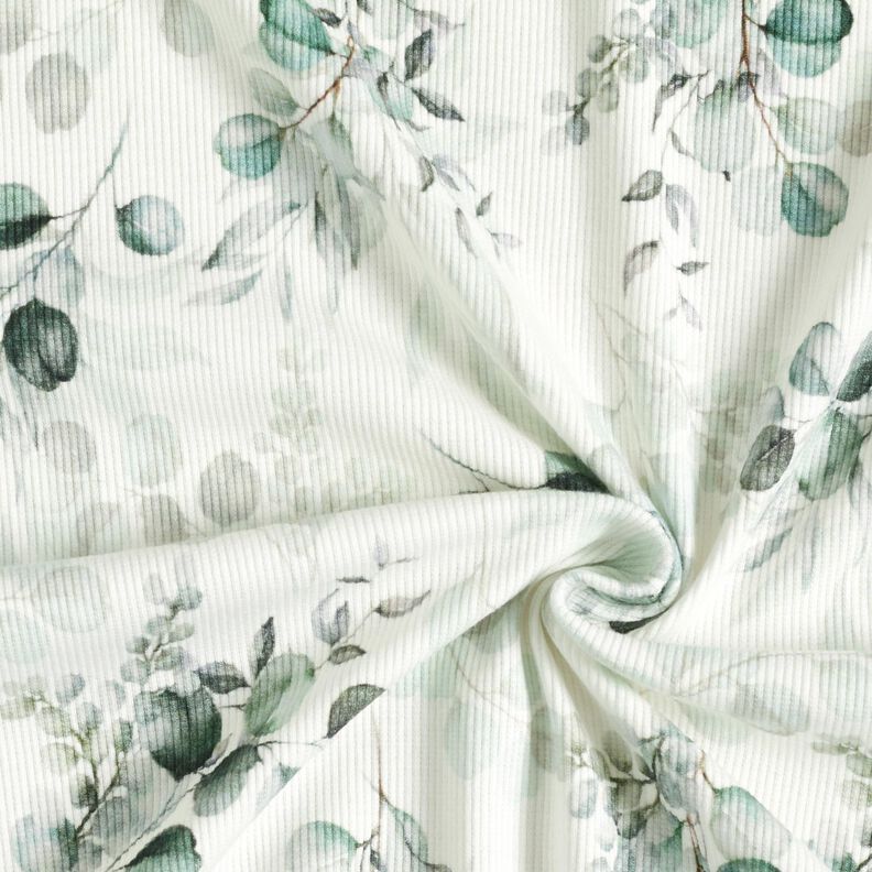 Ribbad jersey Eukalyptus Digitaltryck – yllevit,  image number 3