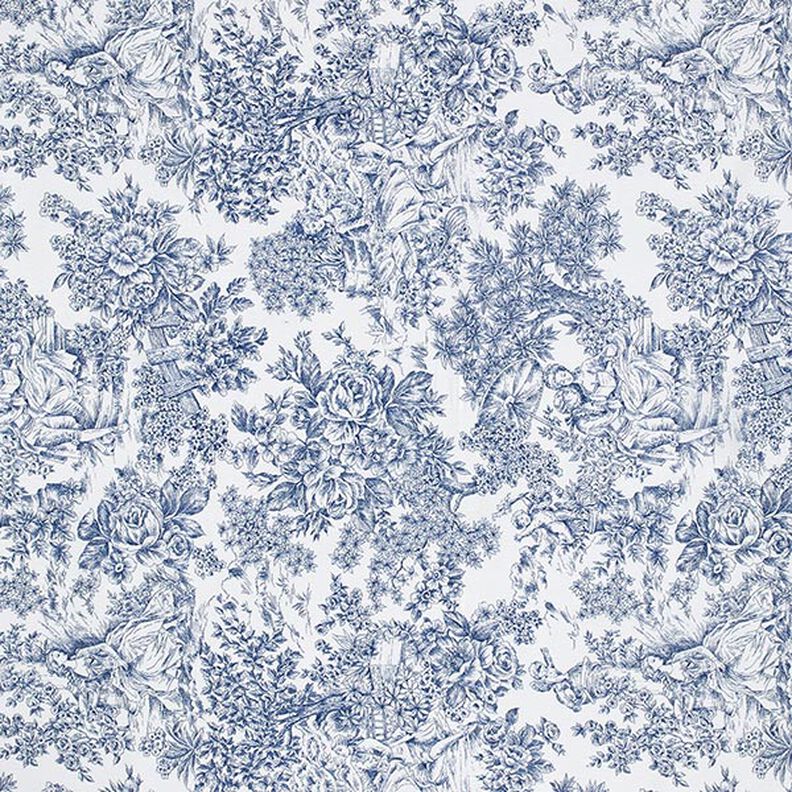 Dekorationstyg Canvas Romantik – vit/blå,  image number 1