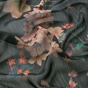 Chiffong blomsteräng – svart, 