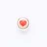 Hjärtformad knapp med ögla och guldfärgad kant [ Ø 11 mm ] – rött/guld,  thumbnail number 1