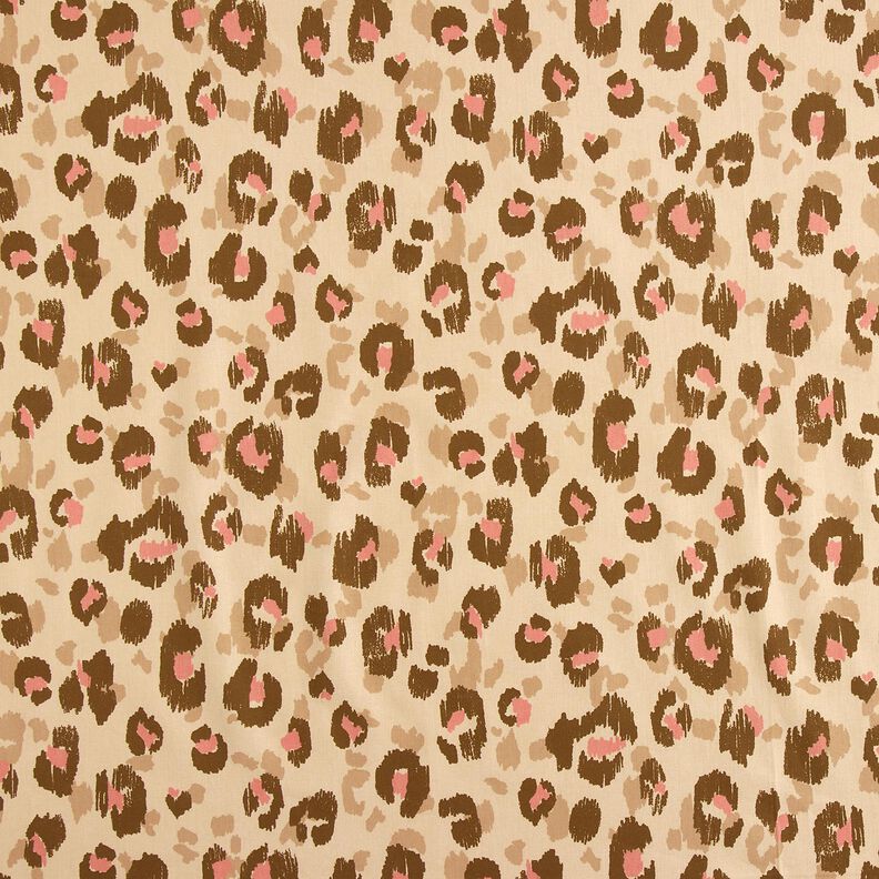 Bomullspoplin Leopardmönster – mandel/gammalt rosa,  image number 1