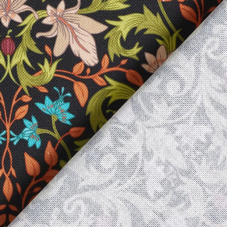 Dekorationstyg Halvpanama bladornament &ndash; svart/pinjegr&ouml;n,  image number 4