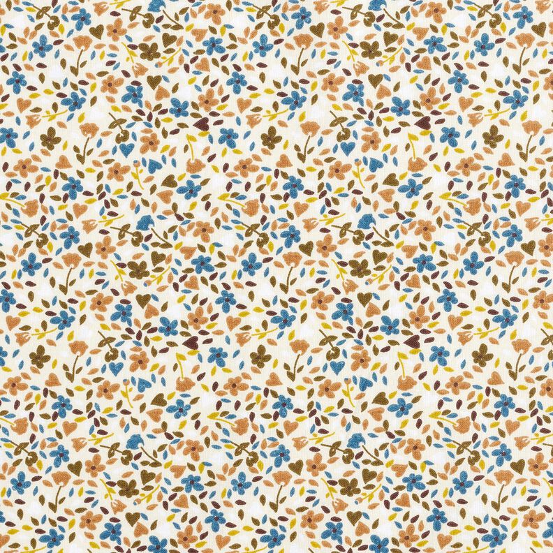 Bomullstyg Kretong spridda blommor – ljusbeige/ljusbrun,  image number 1
