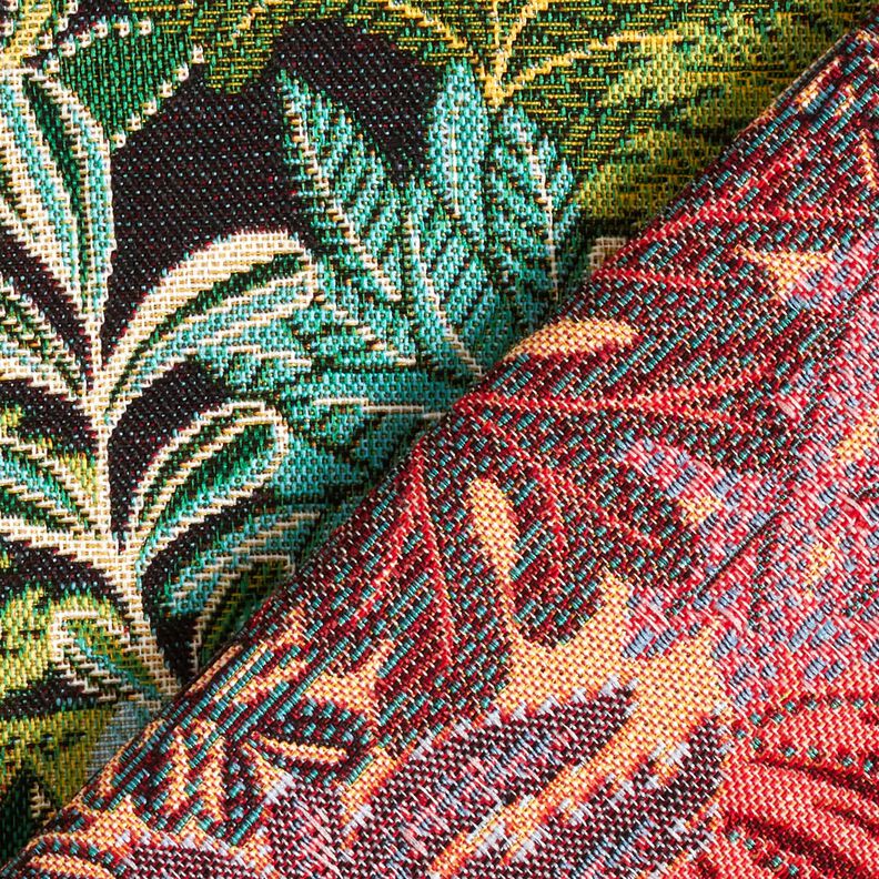 Dekorationstyg Jacquard djungelblad – svart/grön,  image number 4