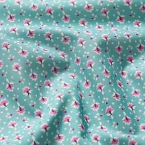 Bomullstyg Poplin små ornament – ​​mint/pastelllila – mint/pastellviolett, 