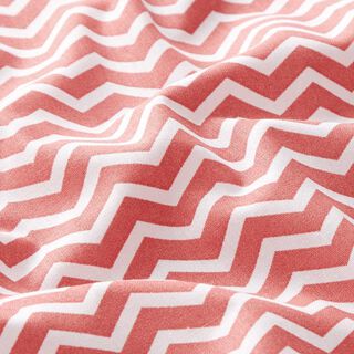 Bomullstyg Kretong Sicksack – terracotta/vit, 