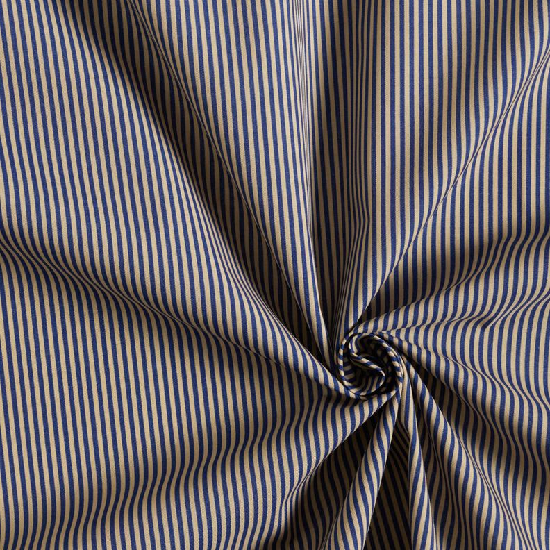 Skjorttyg med vertikala ränder – marinblått/beige, image number 3