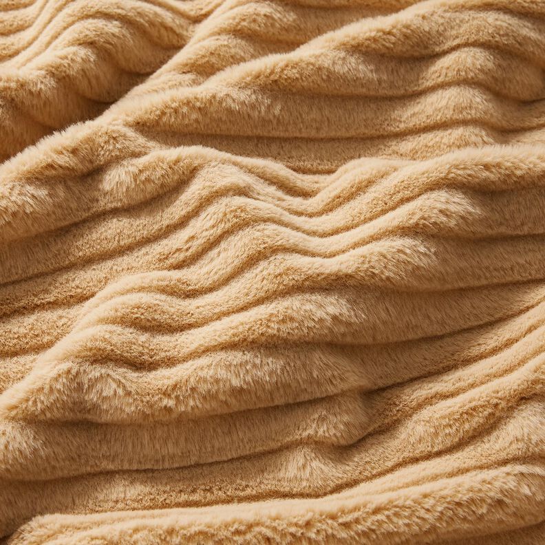 Fuskpäls med breda horisontella ränder – beige,  image number 2