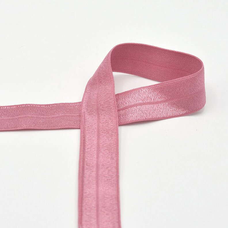 Elastiskt kantband (vikt resår) glänsande [20 mm] – mörk gammelrosa,  image number 1