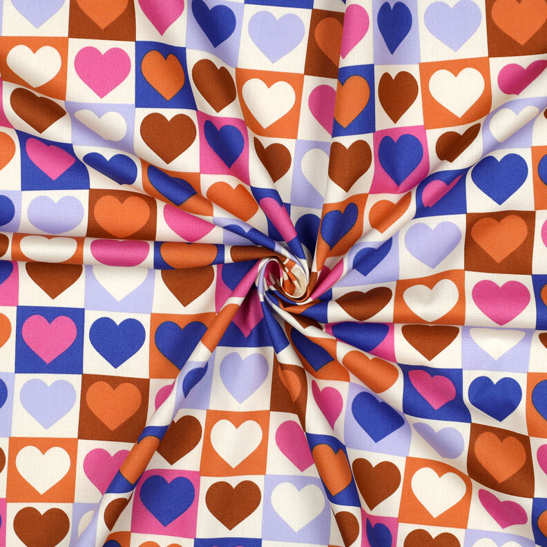 Bomullspoplin diamanthjärtan | Poppy Fabrics – elfenbensvit/kungsblå,  image number 3