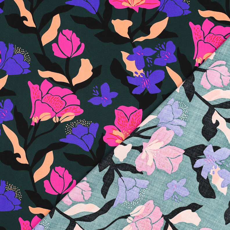 LENZING™ ECOVERO™ viskostyg  Amira Floral | Nerida Hansen – mörkgrön/lila,  image number 4