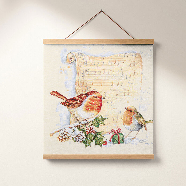 Dekoration Gobeläng Rödhake med notblad – vit,  image number 6