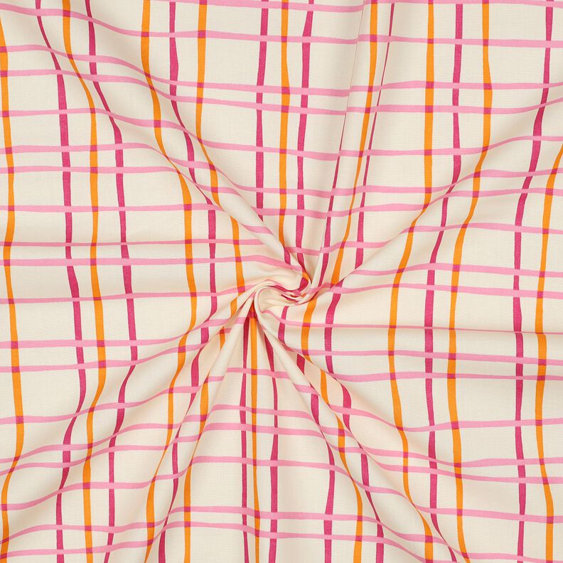 Bomullspoplin Vågiga rutor | Poppy Fabrics – kräm/rosa,  image number 3