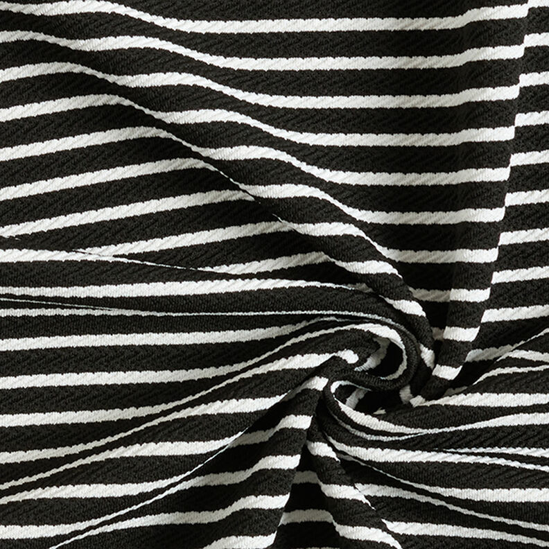 jacquardjersey horisontella ränder – svart/vit,  image number 3