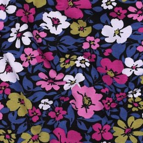 French Terry Sommarsweat blommor – svart/indigo,  French Terry Sommarsweat blommor – svart/indigo,