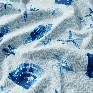 Dekorationstyg Bomullskypert sjöstjärnor – babyblått, 