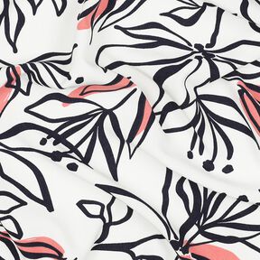 Tunt stretchtyg abstrakta liljor &ndash; vit/hummer, 