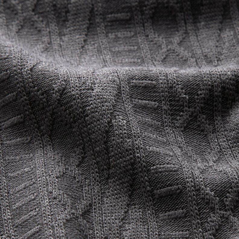 Jacquard Jersey bomullsmix dekorerade ränder – mörkgrå,  image number 2