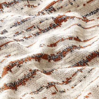 Stickad jacquard glitter tvärgående linjer – yllevit/rådjursbrun, 