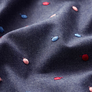 Chambray Broderade prickar – marinblått, 
