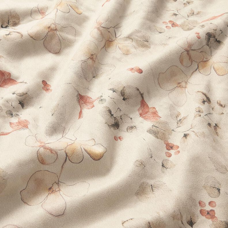 Stretchvelour med sherpabaksida, fina blommor | Katia Fabrics – natur, image number 3