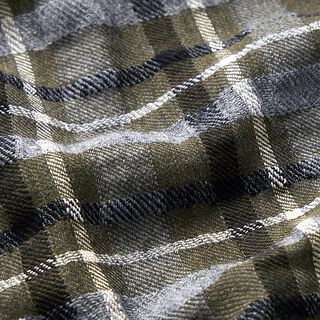 Twill crepe Rutig – oliv/grått, 