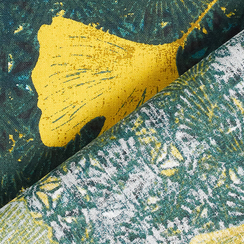 Bomullstyg Kretong Ginkgo – petrol, image number 4