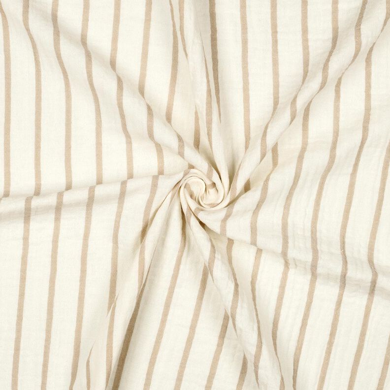 Muslin/Dubbel-krinkelväv Ränder i färgat garn  | Poppy Fabrics – mandel/yllevit,  image number 3