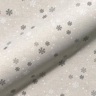 Dekorationstyg halvpanama små snöflingor – dimgrå, 