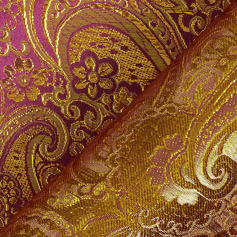 Jacquard för kläder Metallic paisley – lila/guld,  image number 5