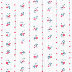 Muslin/Dubbel-krinkelväv Traditionella blommor | by Poppy vit/hallon, 