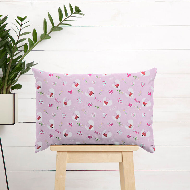 Bomullspoplin Peppa hjärtan Licenstyg | ABC Ltd – pastellviolett,  image number 7