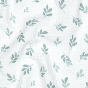Muslin/Dubbel-krinkelväv kvistar | Poppy Fabrics – vit/vass, 