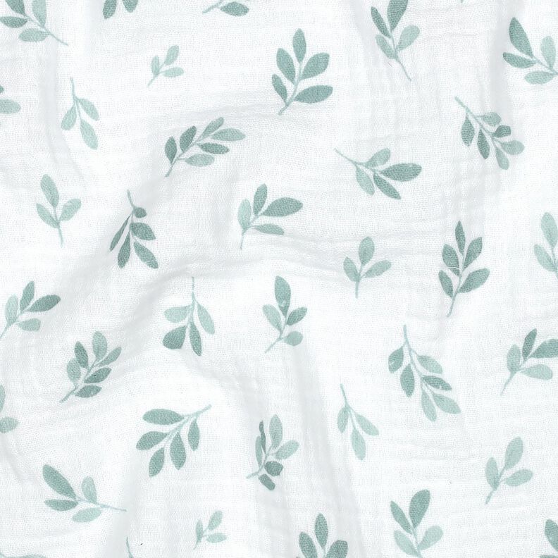 Muslin/Dubbel-krinkelväv kvistar | Poppy Fabrics – vit/vass, image number 2