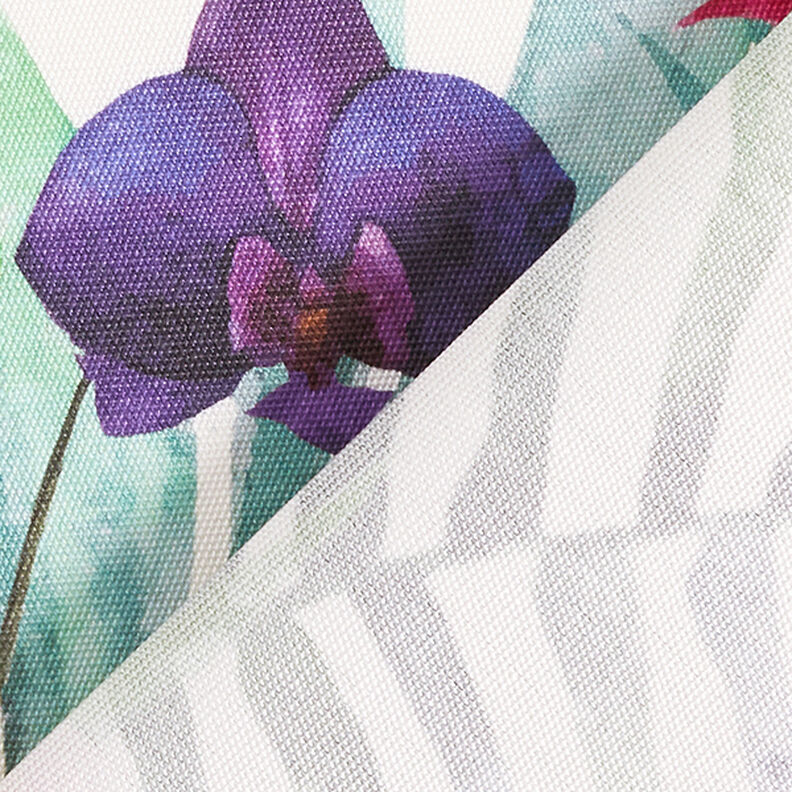 Outdoortyg Canvas Exotiska blommor – vit/grön,  image number 4