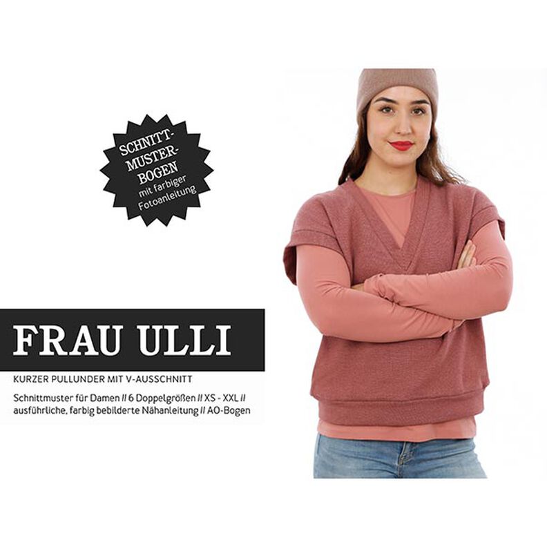 FRAU ULLI - kort slipover med V-ringning, Studio Schnittreif  | XS -  XXL,  image number 1