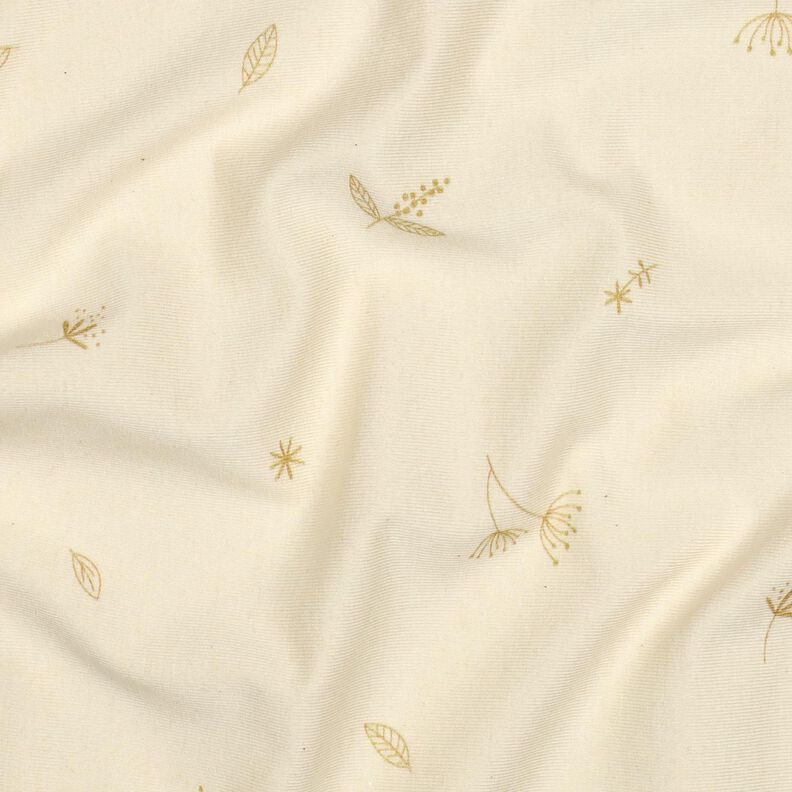 GOTS Bomullsjersey grenar och växter | Poppy Fabrics – kräm/rådjursbrun, image number 2