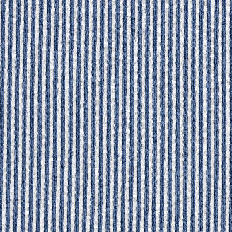 Bomullsjersey Bäckebölja Smala ränder – jeansblå/vit,  image number 1