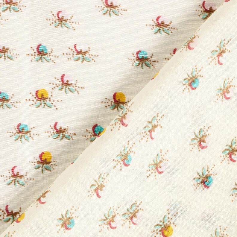Glänsande bomullstyg med småblommor – yllevit,  image number 4