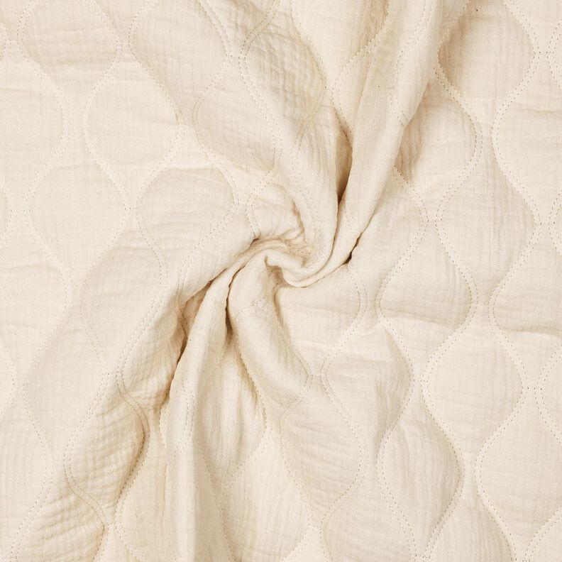 Quiltat tyg Muslin Vågor – yllevit, image number 3