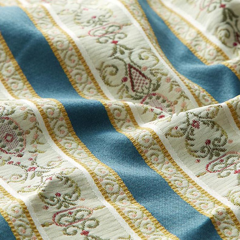 Möbeltyg Jacquard Biedermeier Ränder – kräm/blå,  image number 2