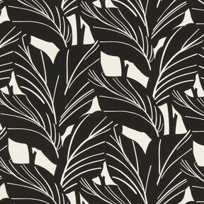 Dekorationstyg Panama Eleganta blad – svart/natur, 