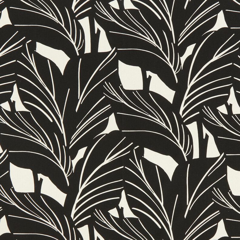 Dekorationstyg Panama Eleganta blad – svart/natur,  image number 1