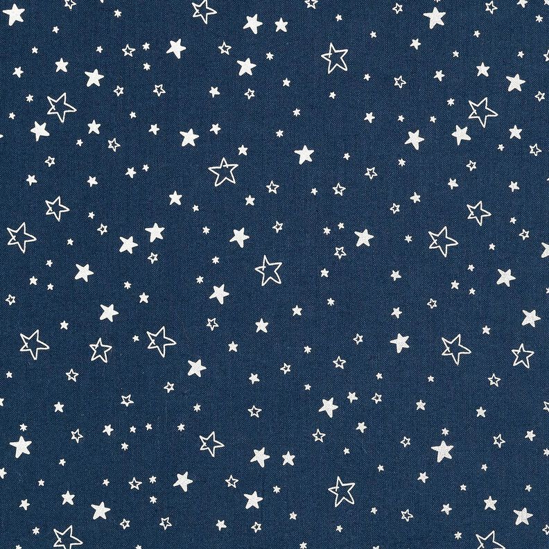 Bomullstyg Poplin Folietryck Julstjärnor – nattblå/silvermetallic,  image number 1