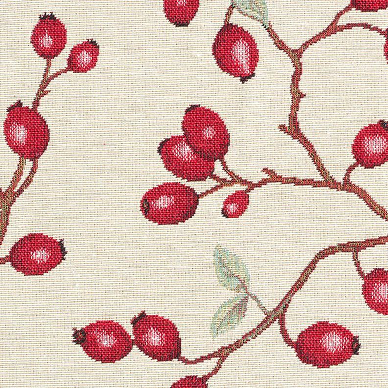 Dekorationstyg Gobeläng Nypon – ljusbeige/röd, image number 9